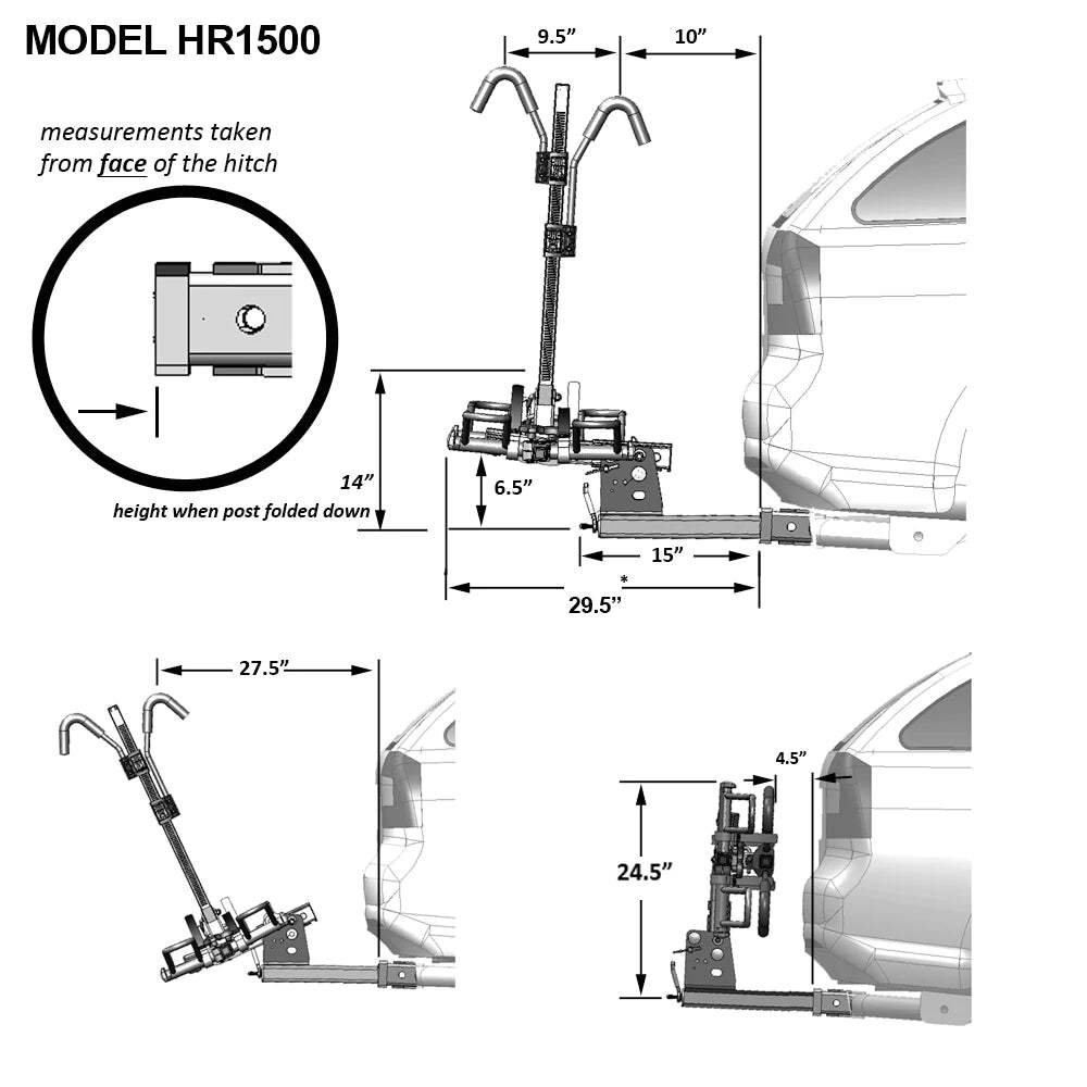 Hollywood Racks Bike Rack E-Bike Rack HR1500 2" Sport Rider Fits 2 Bikes