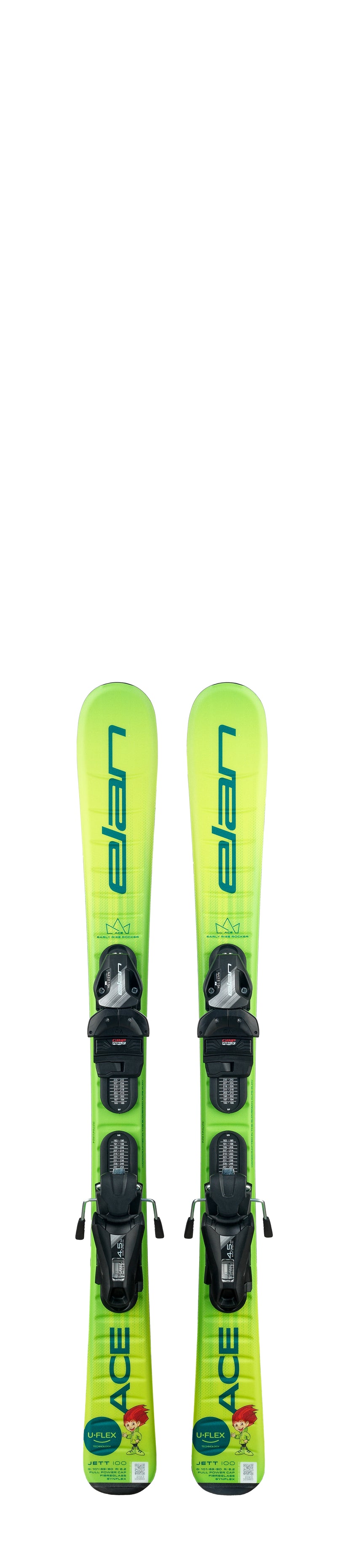 Elan Jett Jr + EL 4.5 Binding System - Kids' 2025 | Revolutionary Junior Skis with U-Flex Technology for Accelerated Learning and Flexibility