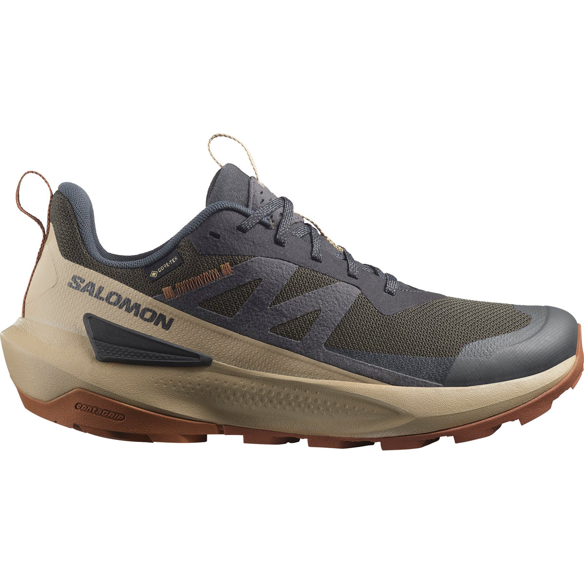 Salomon Elixir Activ GORE-TEX men's hiking shoe in PHANTOM / SAFARI / CARAMEL CAFE