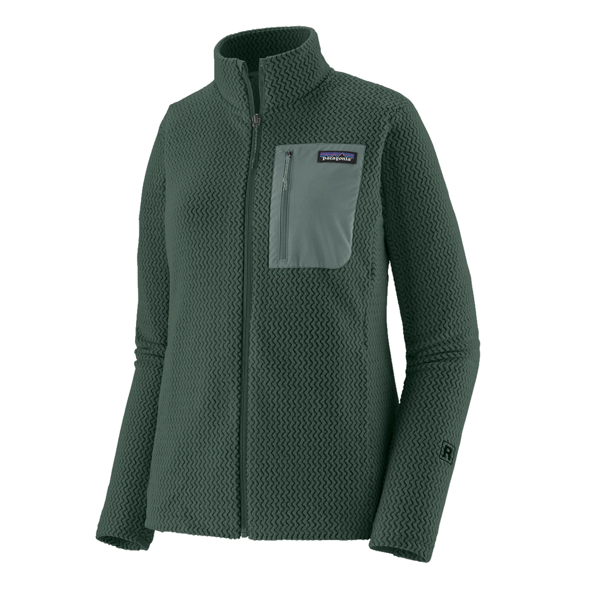 Patagonia Women’s R1® Air Jacket – Lightweight Breathable Full-Zip Fleece - CANOPY GREEN