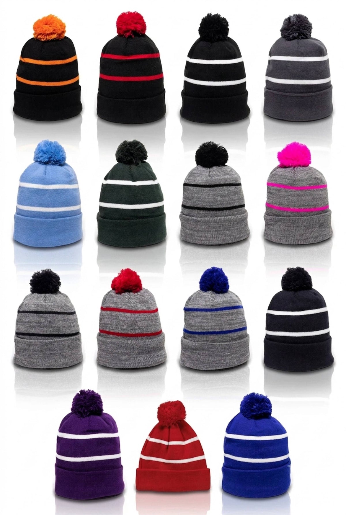 Outdoor Cap KNF-100 Pom Watch Cap Beanie – Acrylic Knit with Fleece Lining & Jacquard Stripes