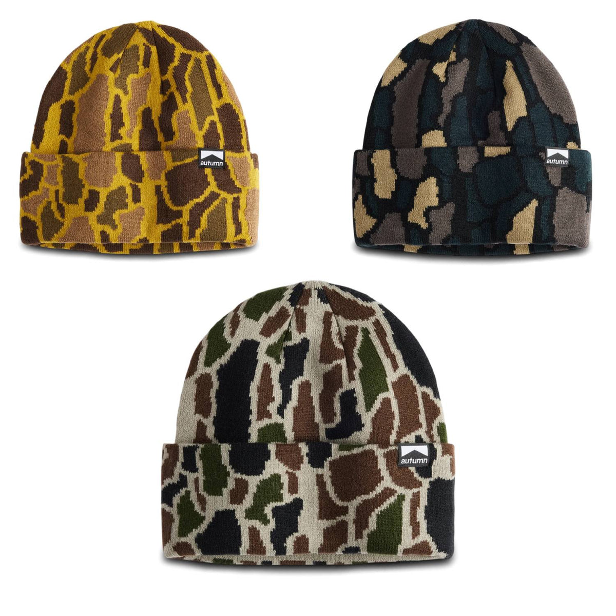 Autumn Treebark Beanie – Four-Color Knit