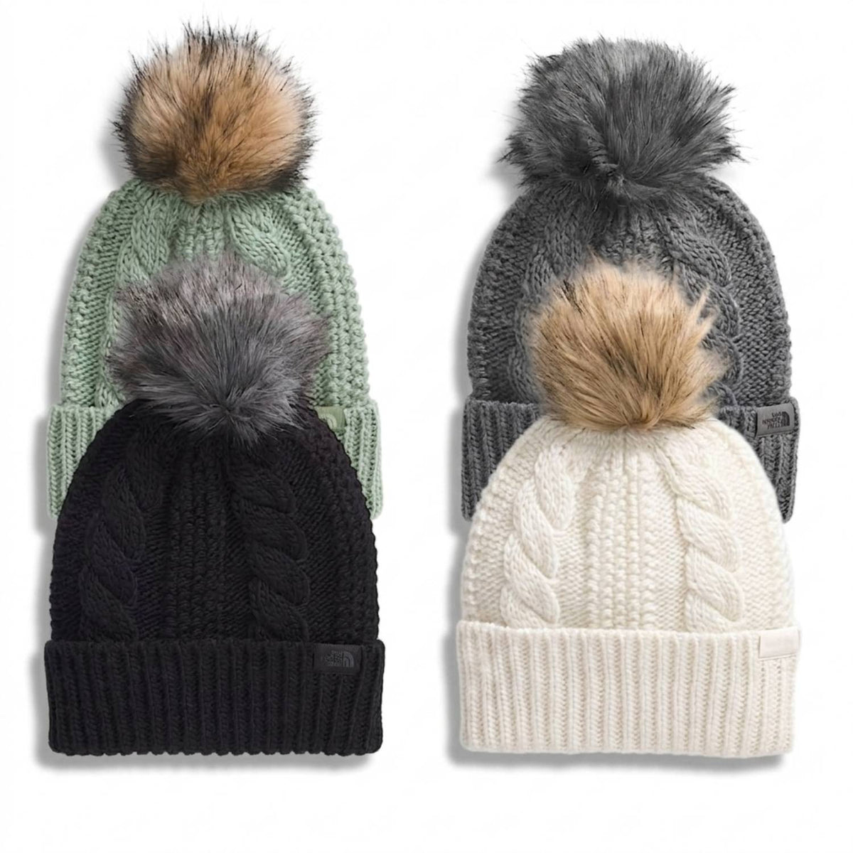 The North Face Oh Mega Fur Pom Beanie | Cozy Chunky Knit Hat with Faux Fur Pom