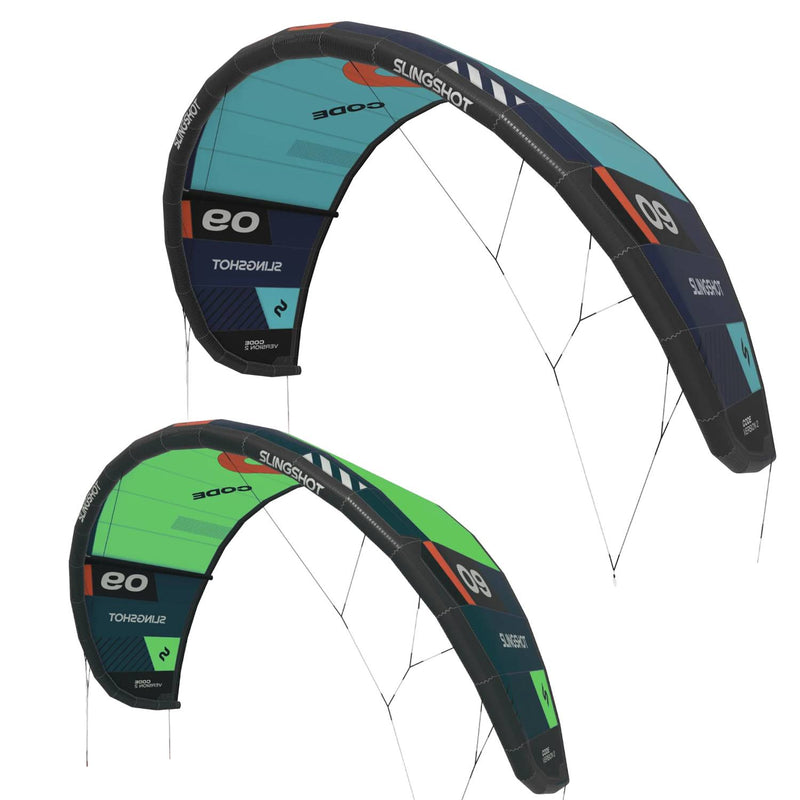 Slingshot Code V2 Kite – 3-Strut Freeride/Big Air, FrameLITE Airframe, TrimFlight Bridle, Hybrid Open C Canopy
