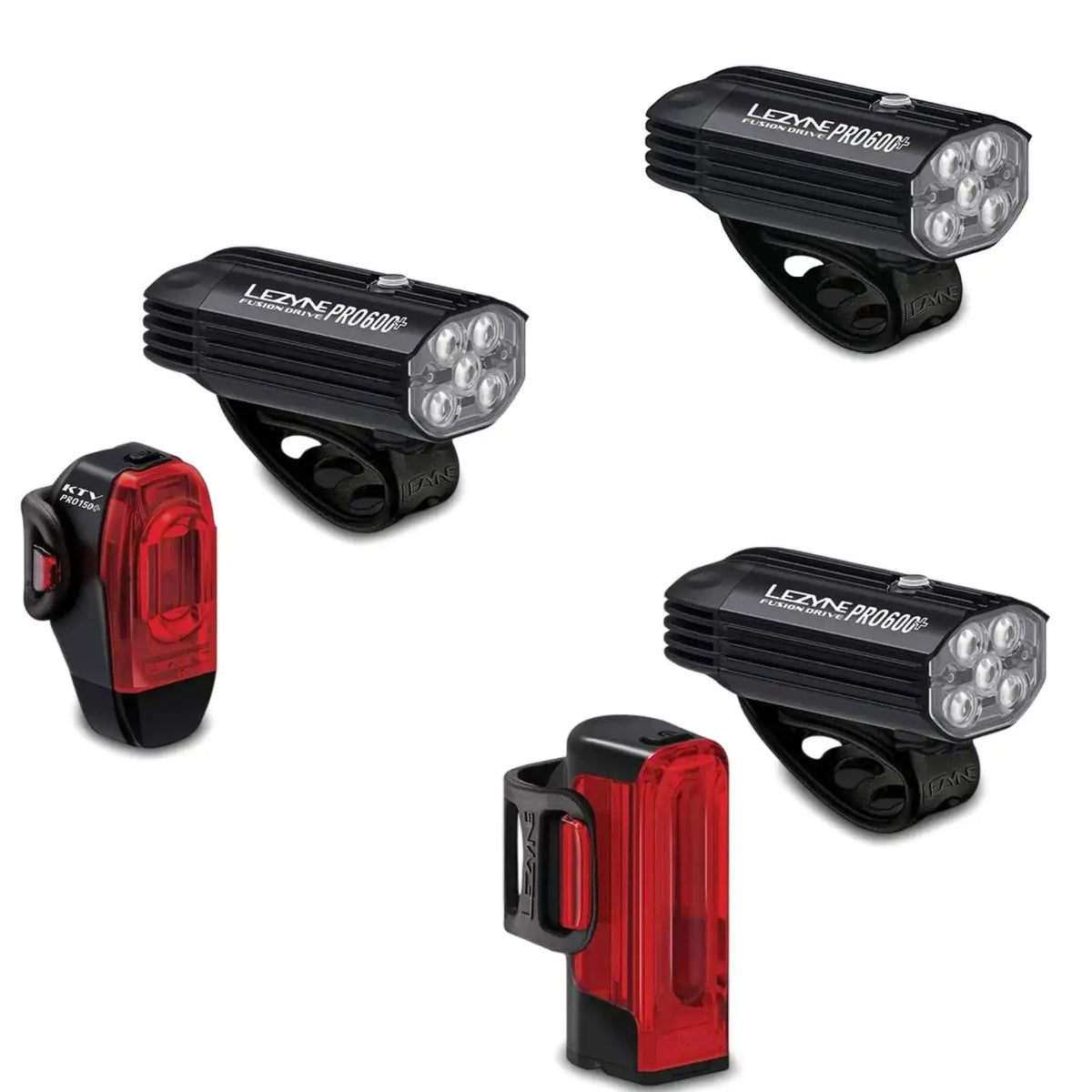 Lezyne, Fusion Drive Pro 600+/KTV Drive Pro+, Light, Set, Black