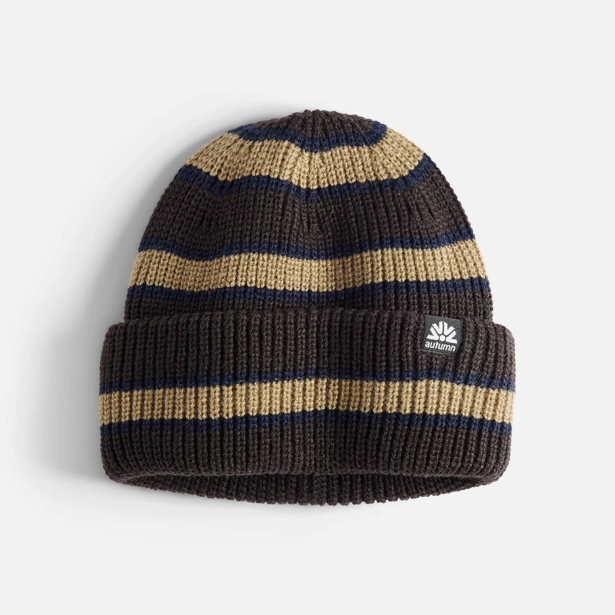 Autumn Slacker Beanie – Three-Color Stripe
