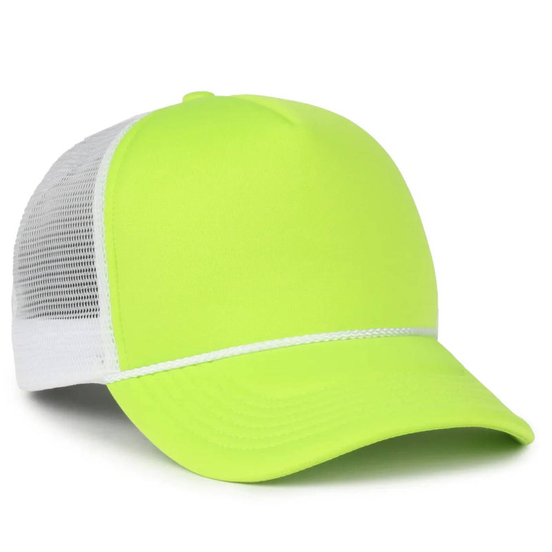 Outdoor Cap Foam 5-Panel Trucker Hat – High Profile Foam Front & Mesh Back with Cord Accent