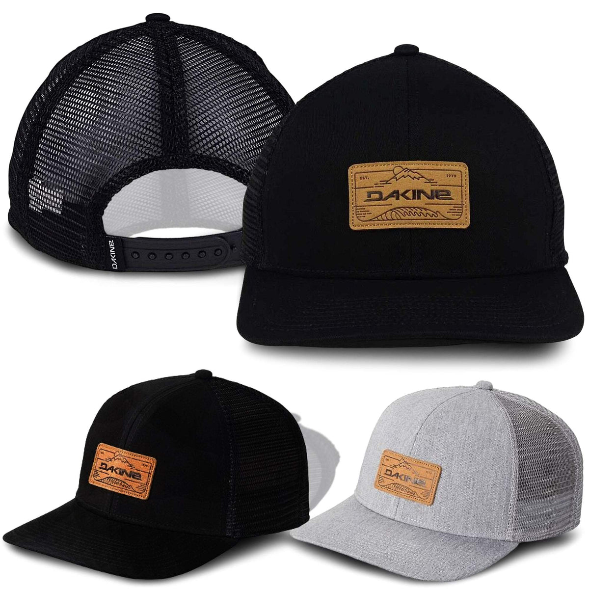 Dakine Peak to Peak Trucker Hat Adjustable Snap Back W/ Woven Flag Label