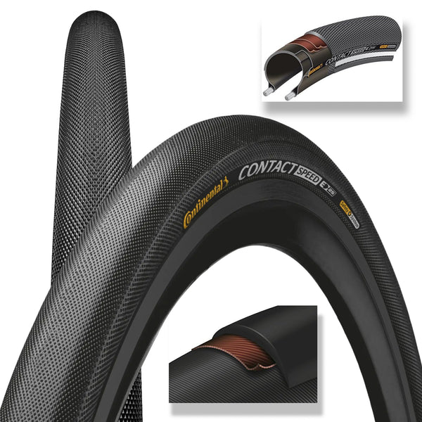 Continental Contact Speed Bike Tire - Slick Tread, Kevlar Puncture Protection, E-Bike Rated Wire Bead Bike Tire