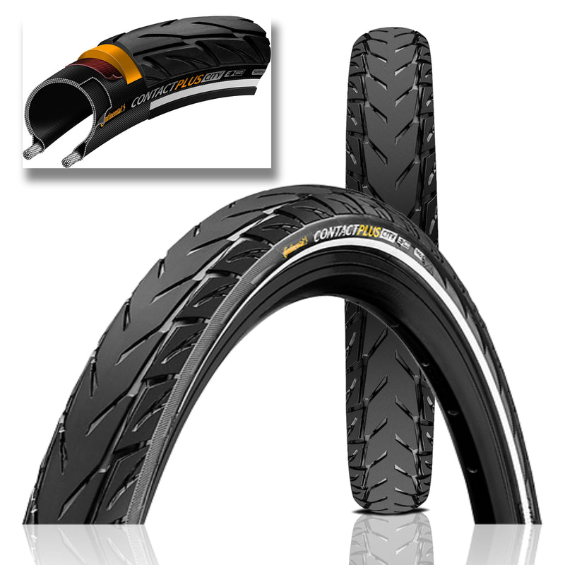 Continental Contact Plus Travel Bike Tire - E-Bike Rated, SafetyPlus Puncture Protection, All Terrain Bicycle Tire