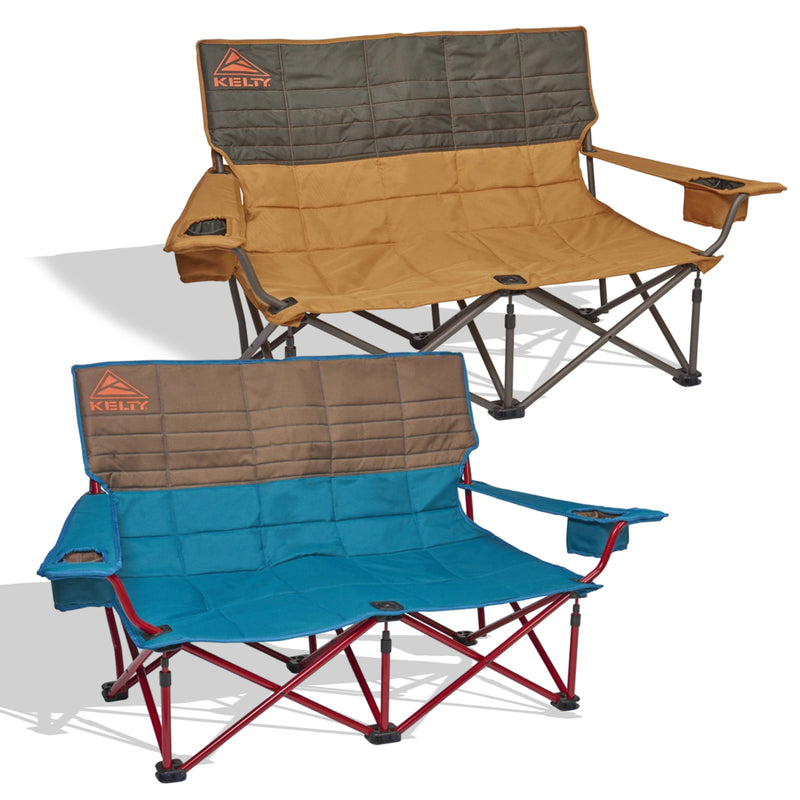 Kelty Low Loveseat 2 Person Foldable Camping Chair w/ Insulated Drink Holders