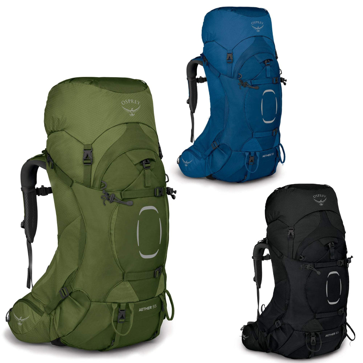 Osprey Aether 55L & Aether 65L Men's Backpacking Pack | Ridge & River Osprey Aether 55L & Aether 65L Men's Backpacking Pack | Ridge & River
