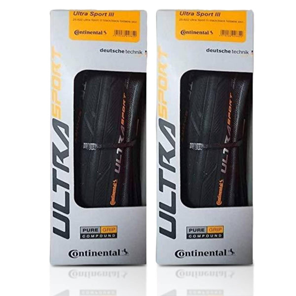 USED Continental Ultra Sport III 700x25 Black Folding Pure Grip Set of 2