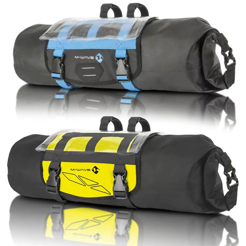 M-Wave Rough Ride 10L Handlebar Bag - Waterproof Flap Bag with Reflective Stripes and Detachable Card Compartment