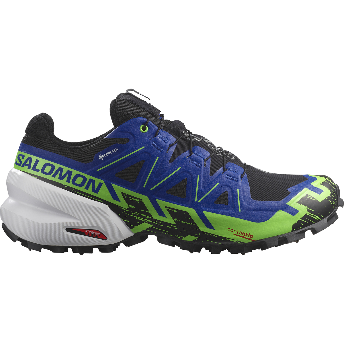 Salomon Spikecross 6 GTX winter trail running shoe in Black/Surf The Web/Green Gecko - Men's