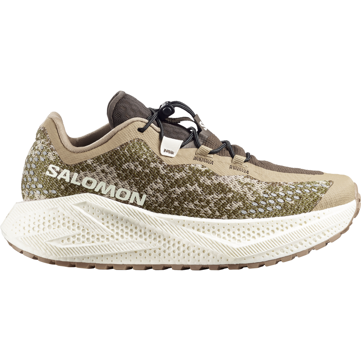 Salomon Aero Glide 4 GRVL women's gravel running shoe in Safari/Vanilla Ice/Earth Brown