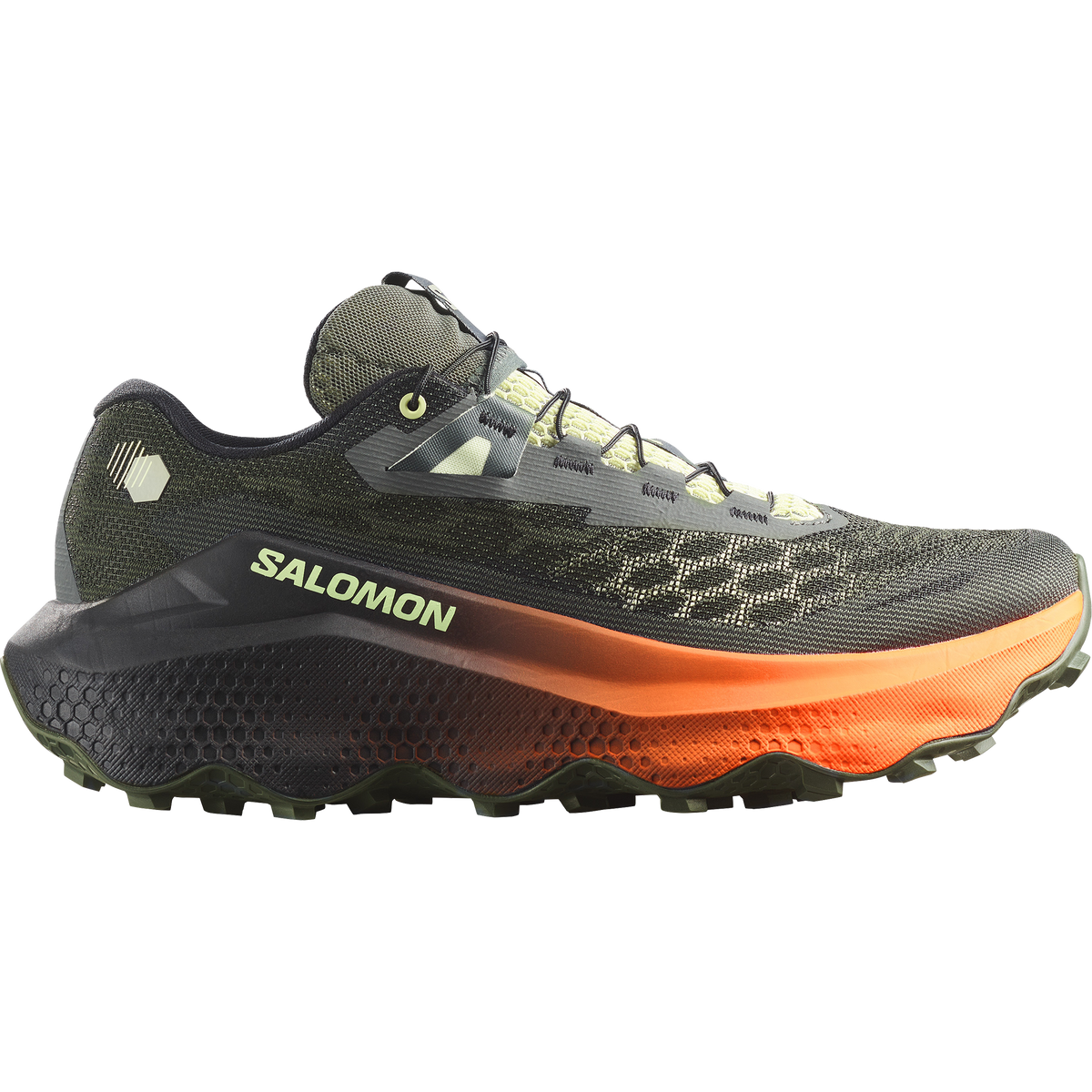Salomon Ultra Glide 4 men's trail running shoe in URBAN CHIC/BLACK/LIME CREAM - side view