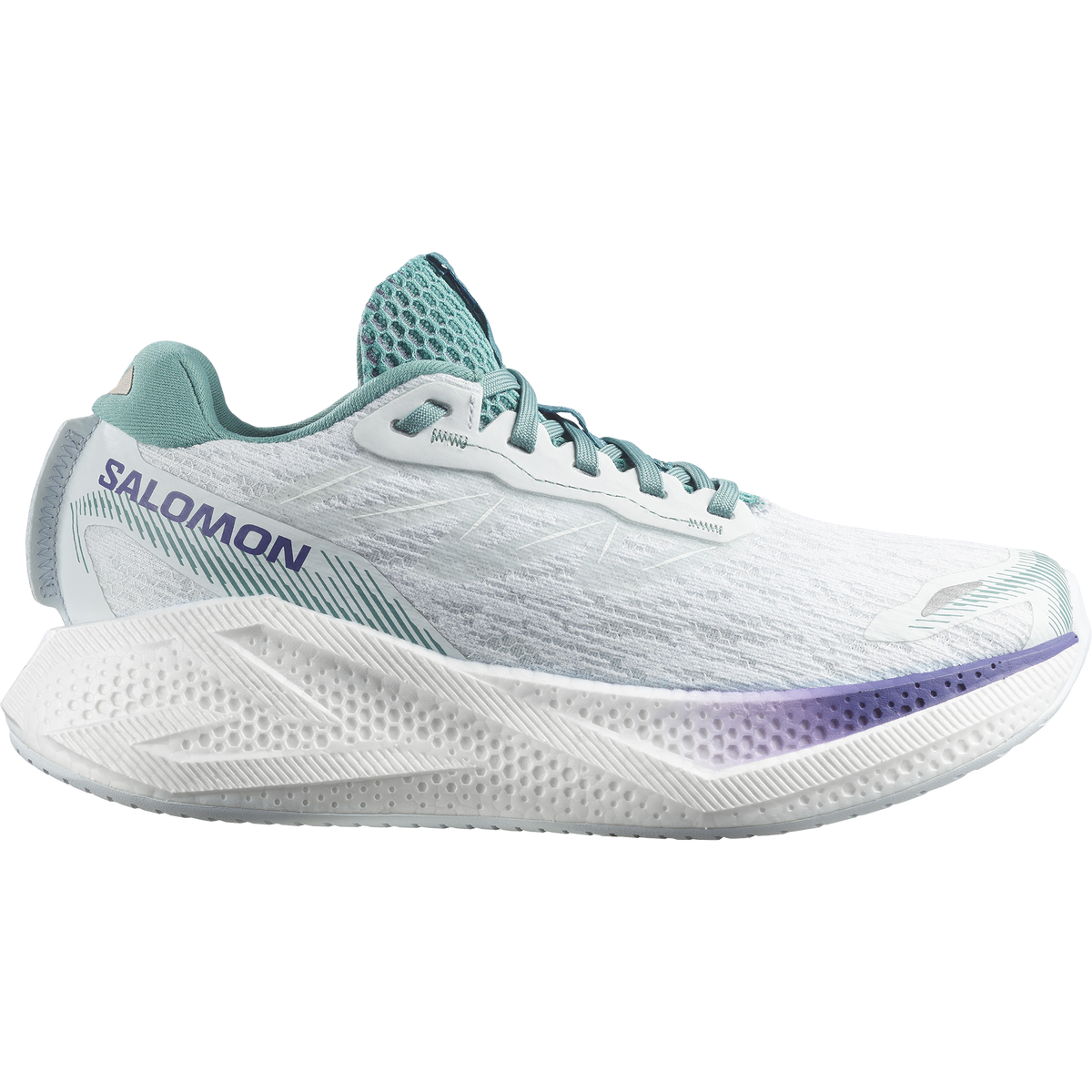 Salomon Aero Glide 4 women's road running shoe in Ancient Water/White/Oil Blue