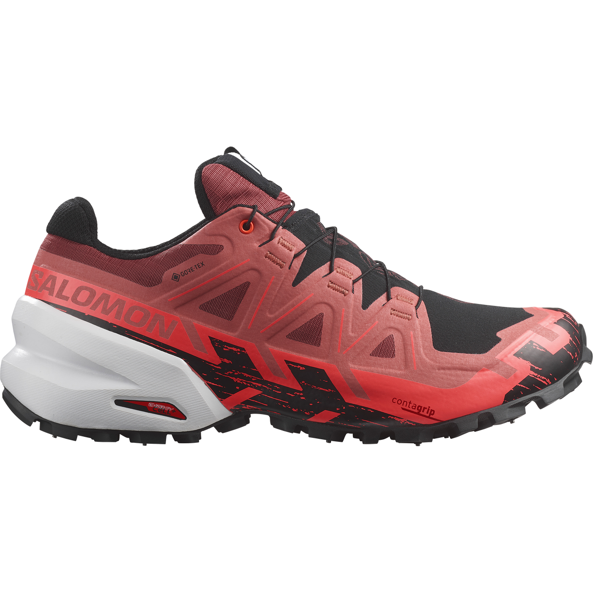 Salomon Spikecross 6 GTX winter trail running shoe in Cow Hide/Black/Neon Flame - Men's