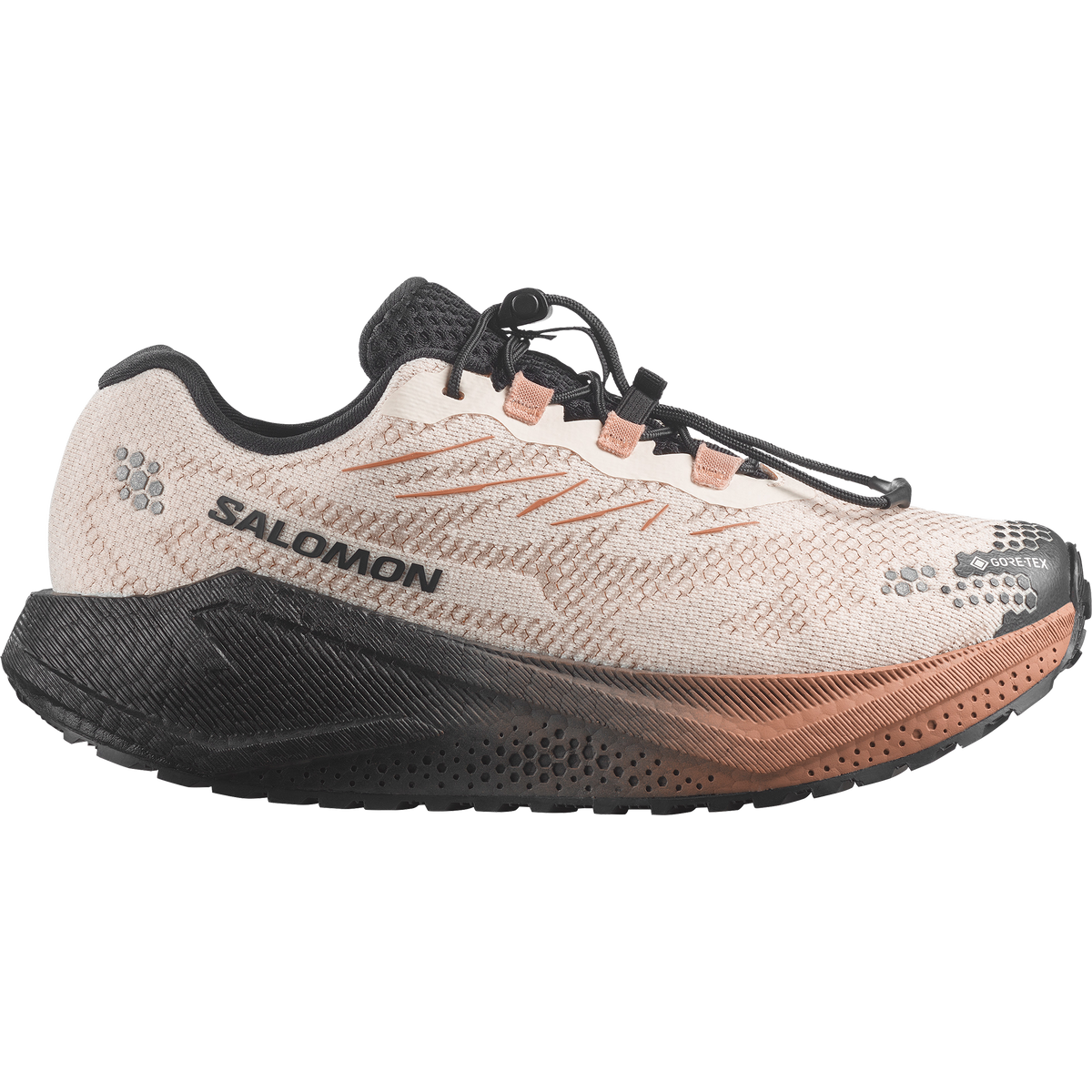 Salomon Aero Blaze 4 GRVL Gore-Tex women's gravel running shoe in VANILLA ICE/BLACK/BURRO - side view
