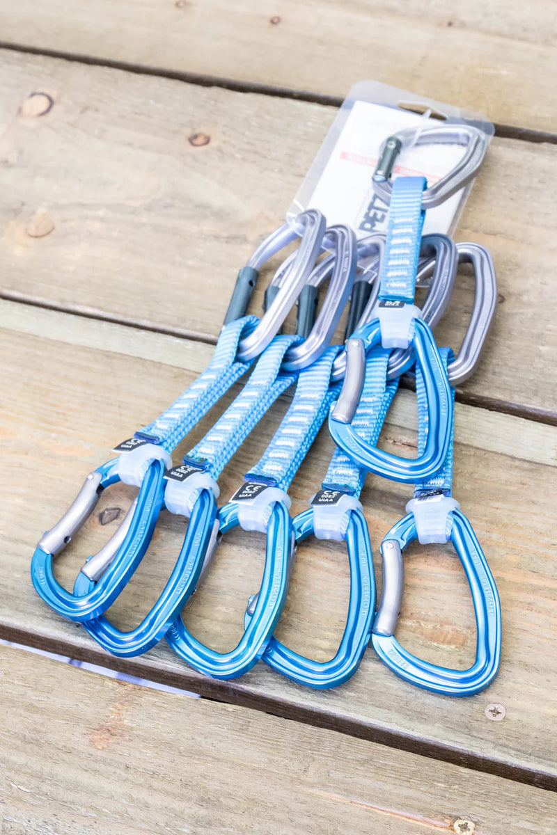 Petzl DJINN AXESS quickdraws, pack of 6 durable quickdraws for outdoor climbing, 11 cm, turquoise