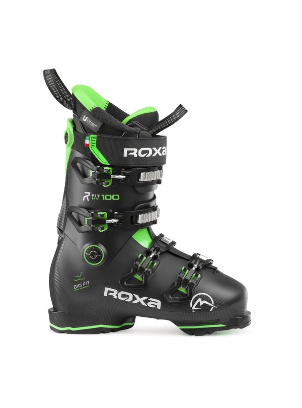 Roxa R-Fit 100 Ski Boots - Black/Black Lime | Versatile Performance and Comfort for Intermediate Skiers