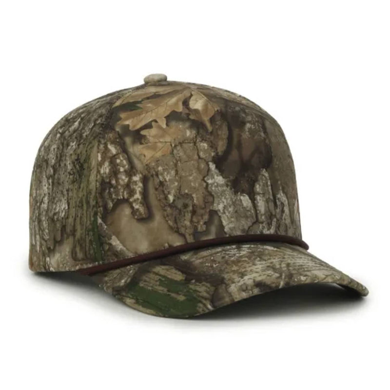 Outdoor Cap 551 Camo Perforated 5-Panel Trucker Hat – High Crown, Structured Polyester Camo Cap with Moisture-Wicking Sweatband