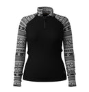 Smartwool Women's Classic Thermal Merino Base Layer 1/4 Zip - Black Fair Isle Fun