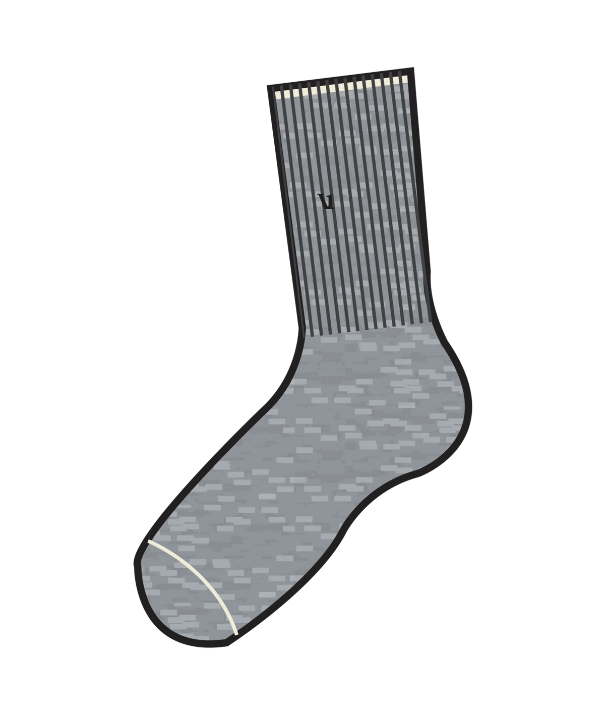 Vuori V1 Crew Sock 2.0 in Heather Grey