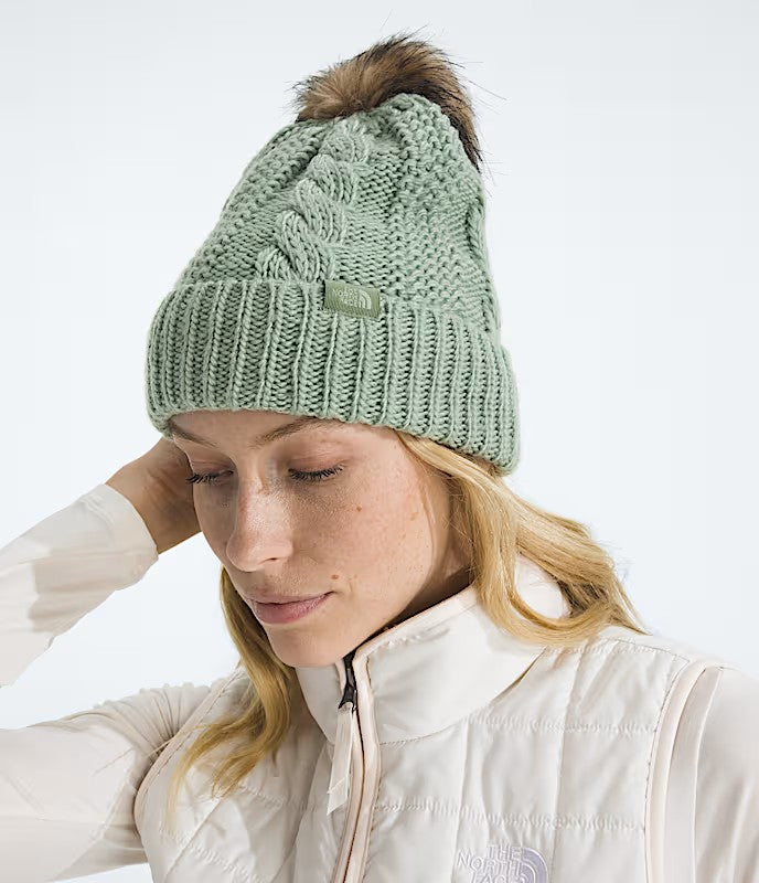 The North Face Oh Mega Fur Pom Beanie | Cozy Chunky Knit Hat with Faux Fur Pom