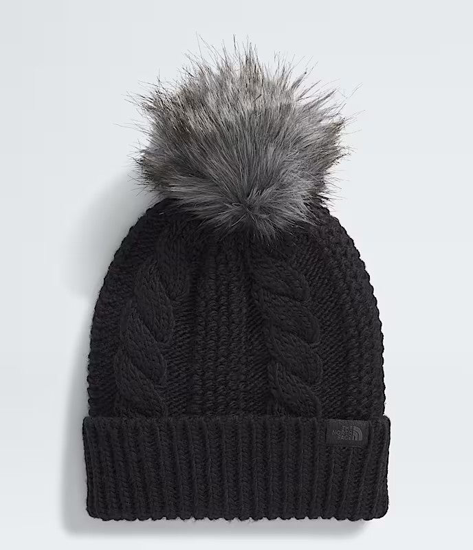 The North Face Oh Mega Fur Pom Beanie | Cozy Chunky Knit Hat with Faux Fur Pom
