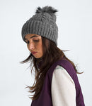 The North Face Oh Mega Fur Pom Beanie | Cozy Chunky Knit Hat with Faux Fur Pom