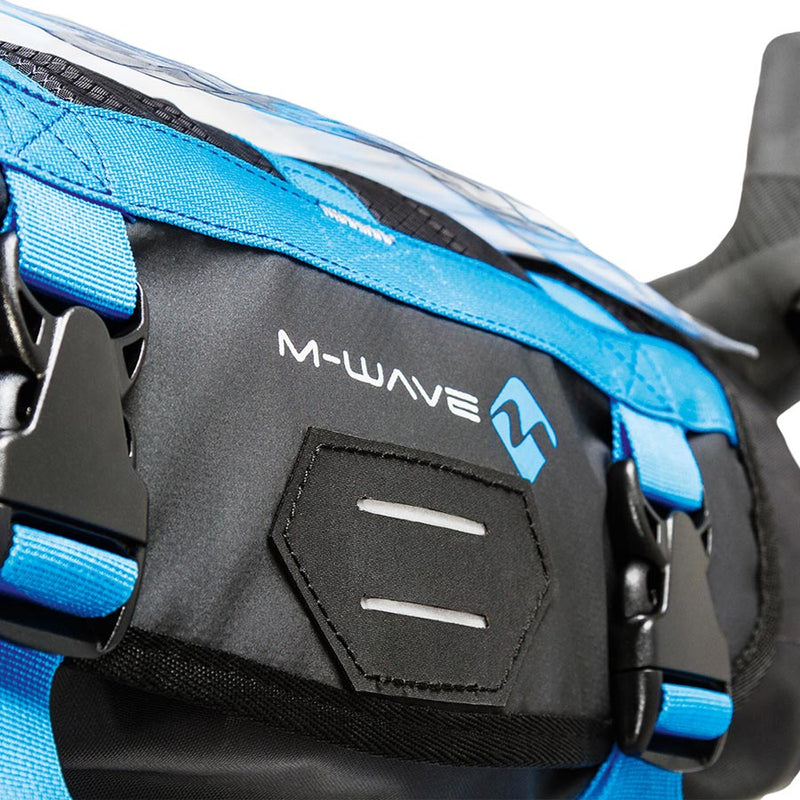 M-Wave Rough Ride 10L Handlebar Bag - Waterproof Flap Bag with Reflective Stripes and Detachable Card Compartment