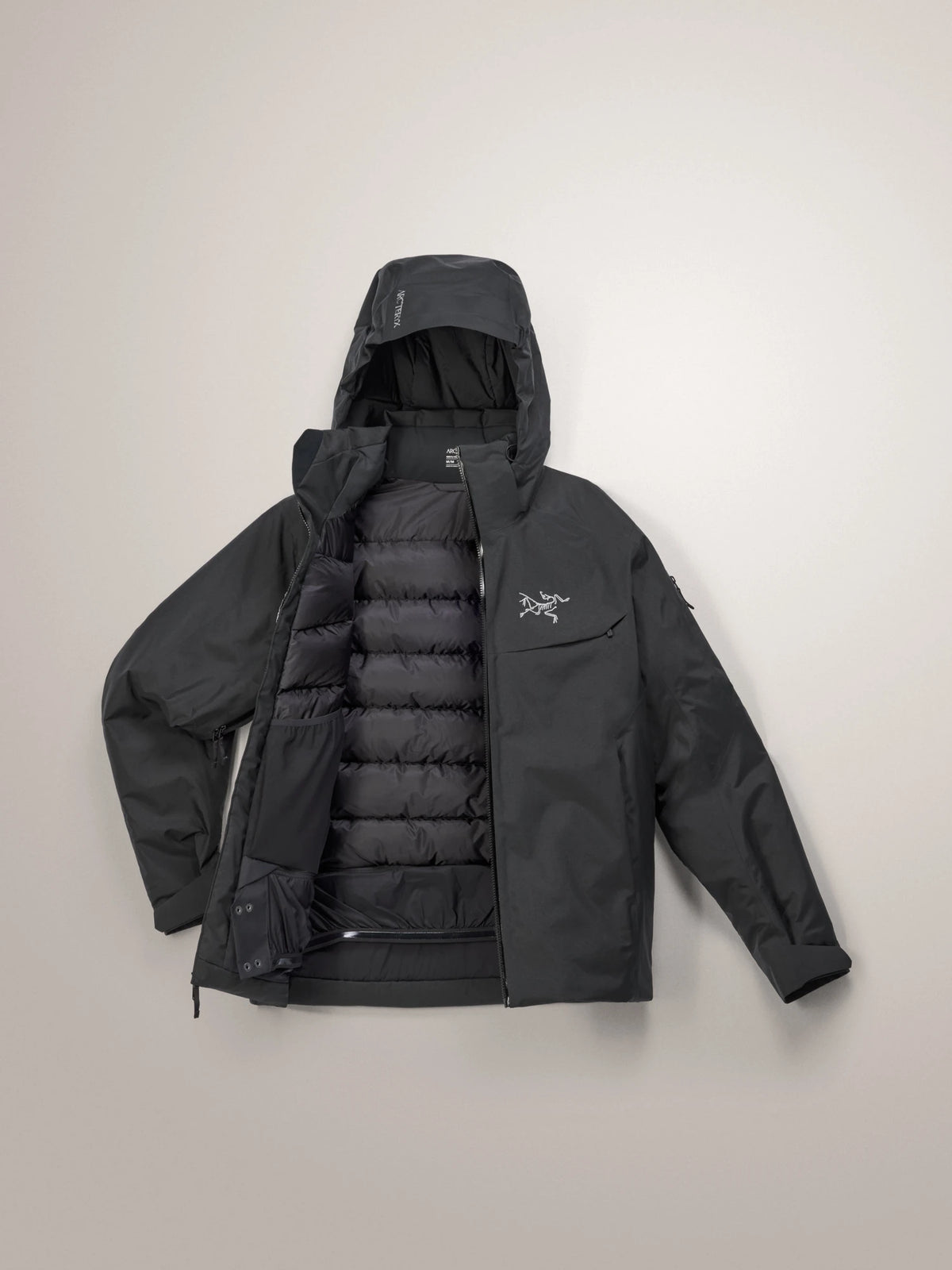 Arc'teryx Macai Down Jacket - Men's - BLACK - Down Interior Flat Lay