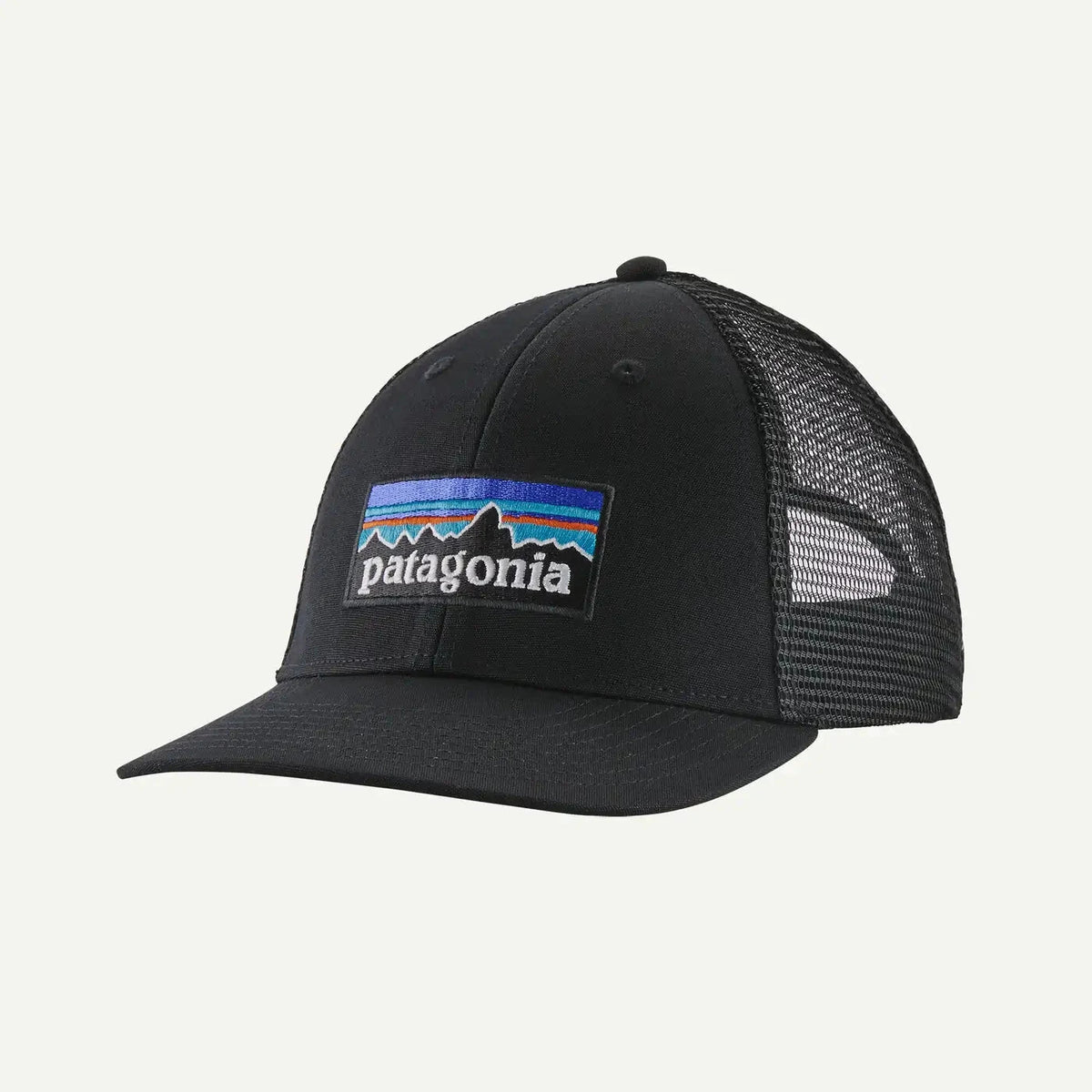 Patagonia P-6 Logo LoPro Trucker Hat – White with Redtail Rust - BLACK