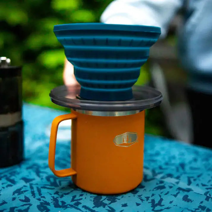 GSI Outdoors Gourmet Pourover Java Set – Portable Collapsible Coffee Brewer with Integrated Cup