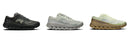 On Cloudultra 3 Men's trail running shoes — all three colorways: Black/Black, Iceberg/Glacier, Linen/Safari