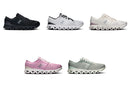 On Cloud X 4 Women's training shoes — all five colorways: Black/Eclipse, Ivory/Black, Ivory/Heron, Petal/Sand, Tin/Iceberg