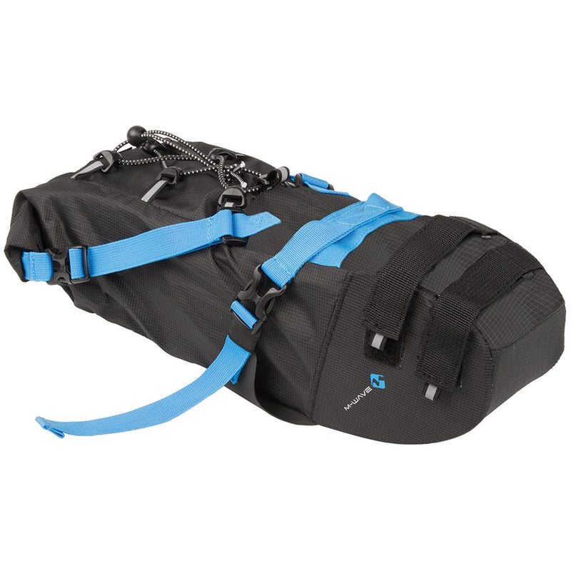 M-Wave Rough Ride Seat Bag -  Heavy-Duty Waterproof Gear Bag with Roll Cover and Multi-Attachment System