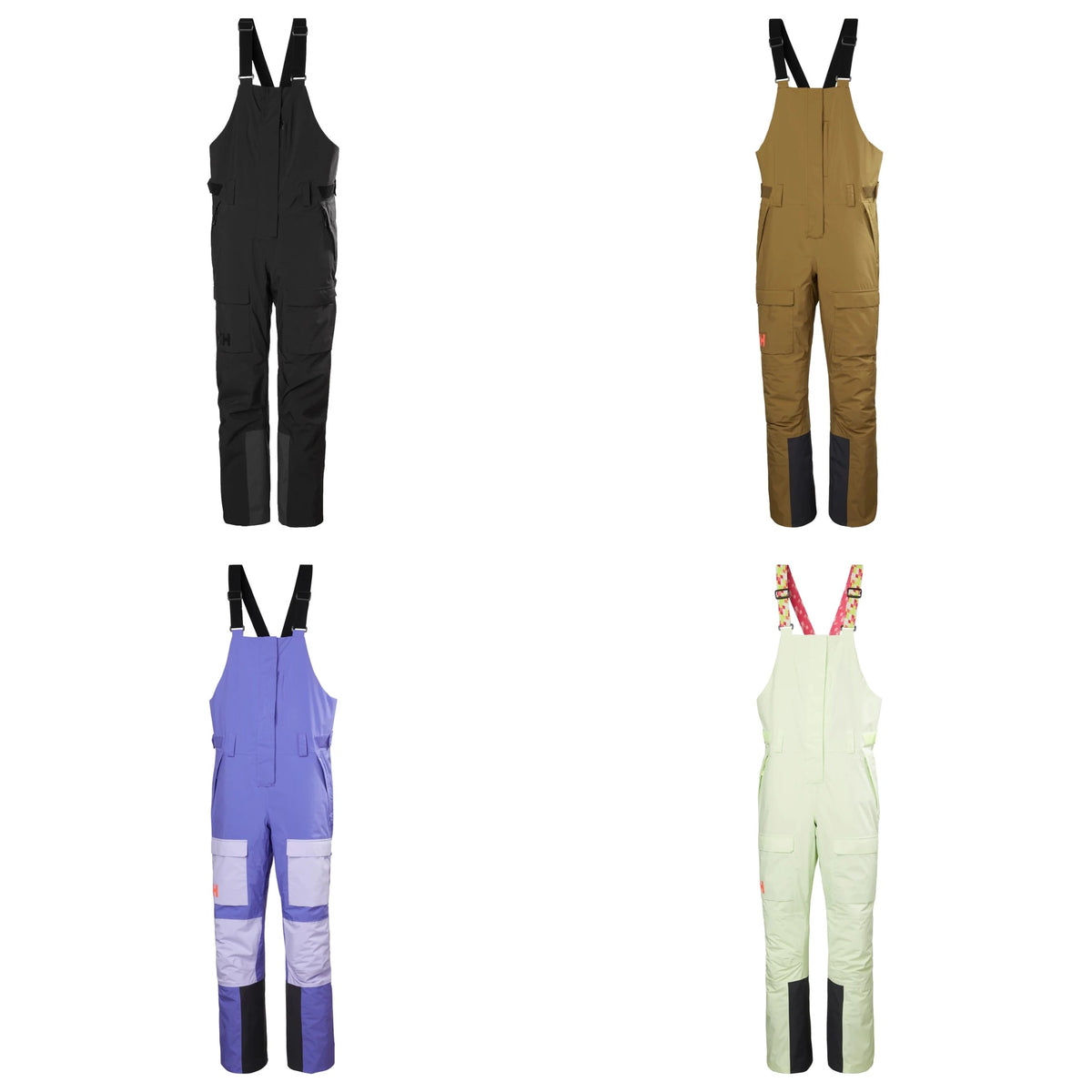 Helly Hansen Switch Cargo Bib Pant - Women's - all colorways: BLACK, SEPIA, ULTRA VIOLET, WASHED LIME