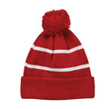 Outdoor Cap KNF-100 Pom Watch Cap Beanie – Acrylic Knit with Fleece Lining & Jacquard Stripes