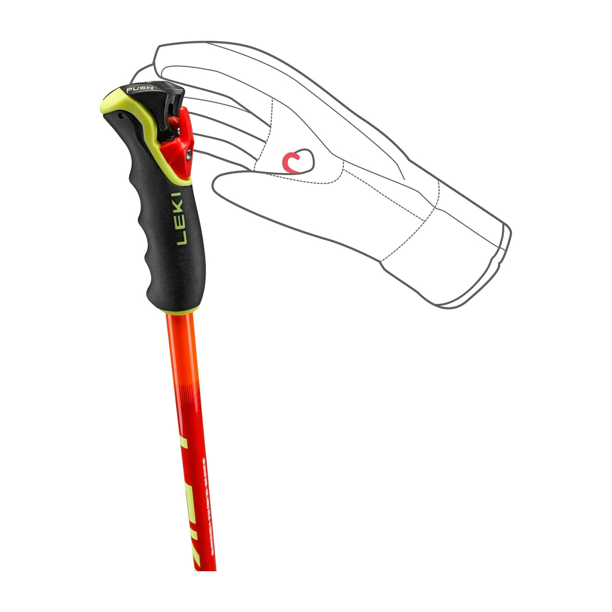 Leki Wyldbird TR ski poles Trigger strap click-in detail