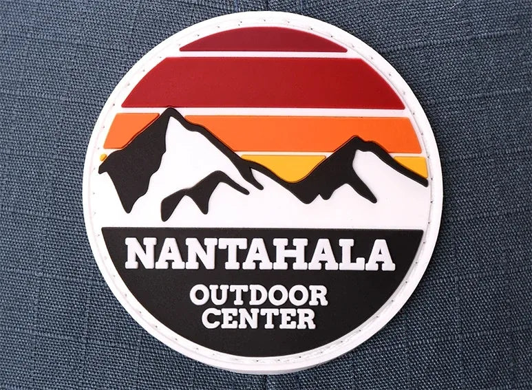 Round rubber patch reading Nantahala Outdoor Center
