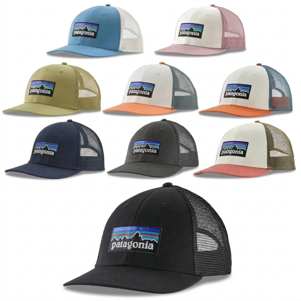 Patagonia P-6 Logo LoPro Trucker Hat – White with Redtail Rust