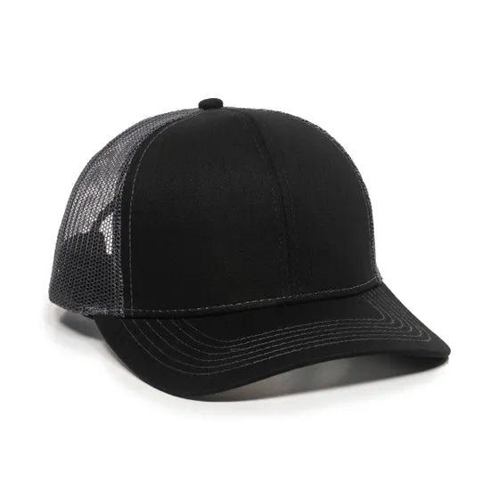 Outdoor Cap MBW-600 Twill Mesh Snapback Hat – Structured Mid-Low Crown Cap with Pre-Curved Visor