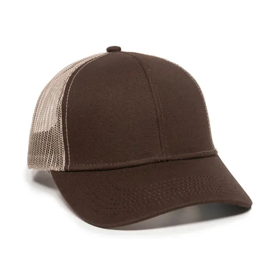 Outdoor Cap MBW-600 Twill Mesh Snapback Hat – Structured Mid-Low Crown Cap with Pre-Curved Visor
