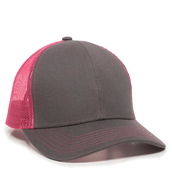 Outdoor Cap MBW-600 Twill Mesh Snapback Hat – Structured Mid-Low Crown Cap with Pre-Curved Visor