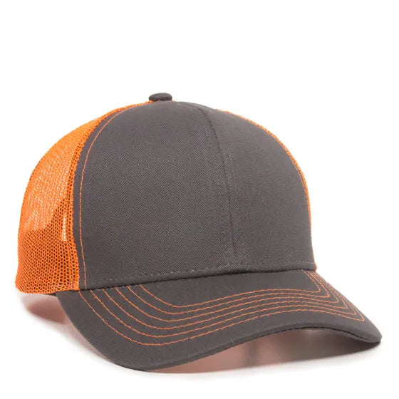 Outdoor Cap MBW-600 Twill Mesh Snapback Hat – Structured Mid-Low Crown Cap with Pre-Curved Visor