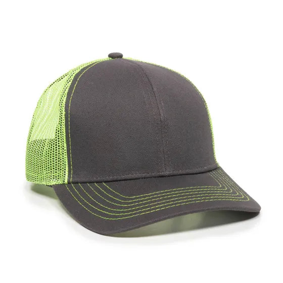 Outdoor Cap MBW-600 Twill Mesh Snapback Hat – Structured Mid-Low Crown Cap with Pre-Curved Visor