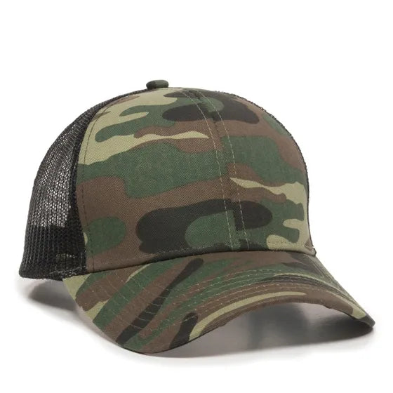 Outdoor Cap MBW-600 Twill Mesh Snapback Hat – Structured Mid-Low Crown Cap with Pre-Curved Visor
